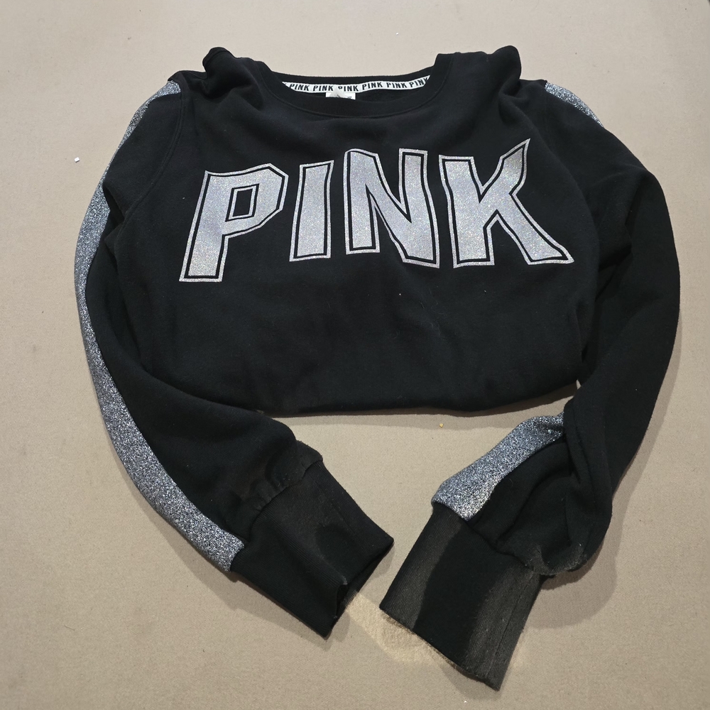 Victoria's Secret Black and Silver Logo Sweater